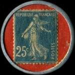 Timbre-monnaie Nerea - 25 centimes bleu sur fond rouge - revers