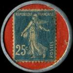 Timbre-monnaie Les produits Nerea sont sup�rieurs - 25 centimes bleu sur fond rouge - revers