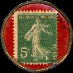 Timbre-monnaie Nougat de Mont�limar - Chabert & Guillot - Type 1 - 5 centimes vert sur fond rouge - revers