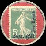 Timbre-monnaie Nougat de Mont�limar - Chabert & Guillot - Type 2 - 5 centimes vert sur fond rouge - revers