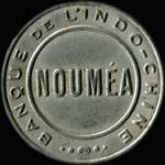 Timbre-monnaie Nouméa - Banque de l'Indochine - 10 centimes rouge sur fond rouge - avers