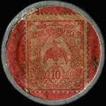 Timbre-monnaie Nouméa - Banque de l'Indochine - 10 centimes rouge sur fond rouge - revers