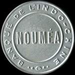 Timbre-monnaie Noum�a - Banque de l'Indochine - 25 centimes bleu sur fond rouge - avers