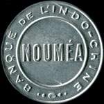Timbre-monnaie Nouméa - Banque de l'Indochine - 25 centimes bleu sur fond rouge - avers