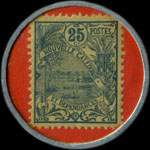 Timbre-monnaie Nouméa - Banque de l'Indochine - 25 centimes bleu sur fond rouge - revers
