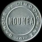 Timbre-monnaie Nouméa - Banque de l'Indochine - 50 centimes rouge-orangé sur fond rouge - avers