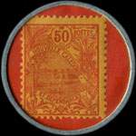 Timbre-monnaie Nouméa - Banque de l'Indochine - 50 centimes rouge-orangé sur fond rouge - revers