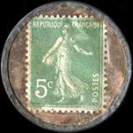 Timbre-monnaie Nouveautés Escoffier & Hamelin - 5 centimes vert sur fond doré - revers