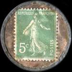 Timbre-monnaie Nouveaut�s Escoffier & Hamelin - 5 centimes vert sur fond dor� - revers