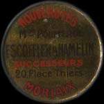 Timbre-monnaie Nouveaut�s Escoffier & Hamelin - 10 centimes rouge sur fond bleu - avers