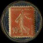 Timbre-monnaie Nouveautés Escoffier & Hamelin - 10 centimes rouge sur fond bleu - revers