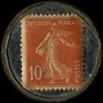 Timbre-monnaie Nouveaut�s Escoffier & Hamelin - 10 centimes rouge sur fond bleu - revers