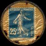 Timbre-monnaie Nouveautés Escoffier & Hamelin - 25 centimes bleu sur fond blanc - revers
