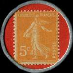 Timbre-monnaie Nouvelles Galeries - Type 1 (S.G.D.G. au dessus) - 5 centimes orange sur fond rouge - revers