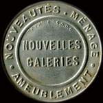 Timbre-monnaie Nouvelles Galeries - Type 1 (S.G.D.G. au dessus) - cercle FYP sur fond blanc - avers
