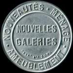 Timbre-monnaie Nouvelles Galeries - Type 2 (S.G.D.G. au dessous) - 5 centimes orange sur fond rouge - avers