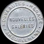 Timbre-monnaie Nouvelles Galeries - Type 1 (S.G.D.G. au dessus) - 5 centimes vert sur fond rouge - avers