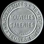 Timbre-monnaie Nouvelles Galeries - Type 2 (S.G.D.G. au dessous) - 5 centimes vert sur fond rouge - avers