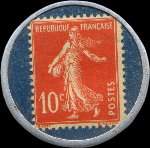 Timbre-monnaie Nouvelles Galeries - Type 1 (S.G.D.G. au dessus) - 10 centimes rouge sur fond bleu - revers