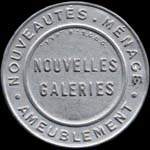 Timbre-monnaie Nouvelles Galeries - Type 1 (S.G.D.G. au dessus) - 25 centimes bleu sur fond rouge - avers