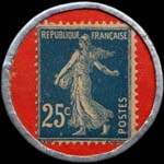 Timbre-monnaie Nouvelles Galeries - Type 1 (S.G.D.G. au dessus) - 25 centimes bleu sur fond rouge - revers