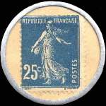 Timbre-monnaie Nouvelles Galeries - Type 1 (S.G.D.G. au dessus) - 25 centimes bleu sur fond blanc - revers