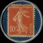Timbre-monnaie Office Picard - Dépôt de brevets d'invention - 10 centimes rouge sur fond bleu - revers