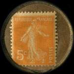 Timbre-monnaie Olida (Jambons - Conserves) - 5 centimes orange sur fond doré ligné - revers