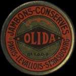 Timbre-monnaie Olida (Jambons - Conserves) - 5 centimes orange sur fond rouge - avers