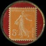 Timbre-monnaie Olida (Jambons - Conserves) - 5 centimes orange sur fond rouge - revers