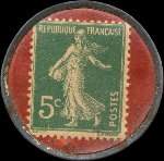 Timbre-monnaie Olida (Jambons - Conserves) - 5 centimes vert sur fond rouge - revers