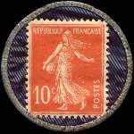 Timbre-monnaie Olida (Jambons - Conserves) - 10 centimes rouge sur fond bleu-noir verg� - revers