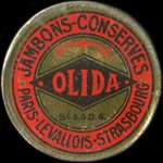 Timbre-monnaie Olida (Jambons - Conserves) - 10 centimes rouge sur fond dor� - avers
