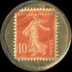 Timbre-monnaie Olida (Jambons - Conserves) - 10 centimes rouge sur fond doré - revers