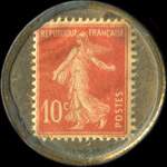 Timbre-monnaie Olida (Jambons - Conserves) - 10 centimes rouge sur fond dor� - revers