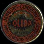Timbre-monnaie Olida (Jambons - Conserves) - 15 centimes vert sur fond orange verg� - avers