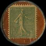Timbre-monnaie Olida (Jambons - Conserves) - 15 centimes vert sur fond orange verg� - revers