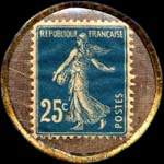 Timbre-monnaie Olida (Jambons - Conserves) - 25 centimes bleu sur fond rose quadrill� - revers