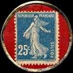 Timbre-monnaie Olida (Jambons - Conserves) - 25 centimes bleu sur fond rouge - revers