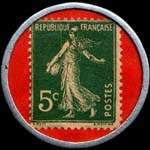 Timbre-monnaie Omnium français d'électricité - 5 centimes vert fond rouge - revers