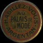 Timbre-monnaie Palais de la Mode - 5 centimes vert sur fond rouge - avers