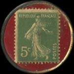 Timbre-monnaie Palais de la Mode - 5 centimes vert sur fond rouge - revers