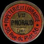 Timbre-monnaie Papeterie et Librairie Vve P.Moraud - 5 centimes vert fond doré - avers