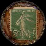 Timbre-monnaie Papeterie et Librairie Vve P.Moraud - 5 centimes vert fond doré - revers