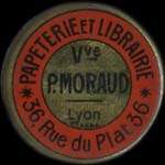 Timbre-monnaie Papeterie et Librairie Vve P.Moraud - 10 centimes rouge fond vert - avers