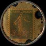 Timbre-monnaie Peinture Matolin - 5 centimes vert sur fond doré - revers