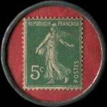 Timbre-monnaie Peinture Matolin - 5 centimes vert sur fond rouge - revers