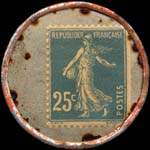 Timbre-monnaie Peinture Matolin - 25 centimes bleu sur doré - revers