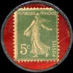 Timbre-monnaie P. Peretti - 5 centimes vert sur rouge - revers