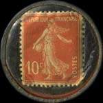 Timbre-monnaie P.Peretti - 10 centimes rouge sur fond bleu-nuit - revers